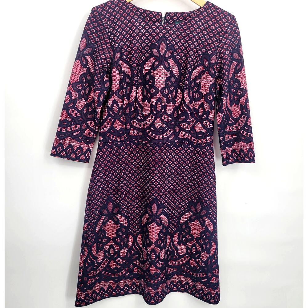 Gabby Skye 8 Quarter Sleeve Heather Print Sheath Dress Pink Blue